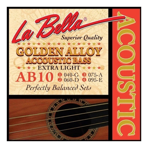 Encordado Para Bajo Acústico Labella 040-045 Golden Alloy