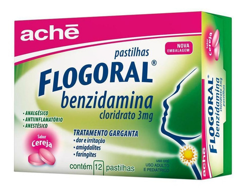 Flogoral Caixa Com 12 Pastilhas Sabor Cereja