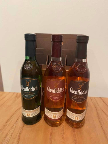 Whisky Glenfiddich 12 15 18 Años Pack 200ml Cada Uno