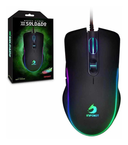 Mouse Gamer 6 Botões Ajuste De Dpi 6400dpi Led Rgb Gm-v550