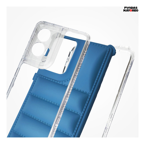 Funda Puff Moto Edge 50 Fusion Con Mica Azul