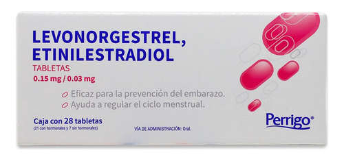 Levonorgestrel Etinilestradiol Caja C/28 Tabs.  0.15/0.03mg