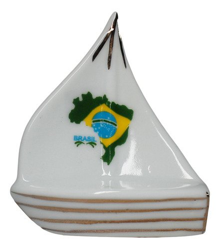 Barco Decorativo Com Mapa Do Brasil Em Cerâmica 60g 7cm C151