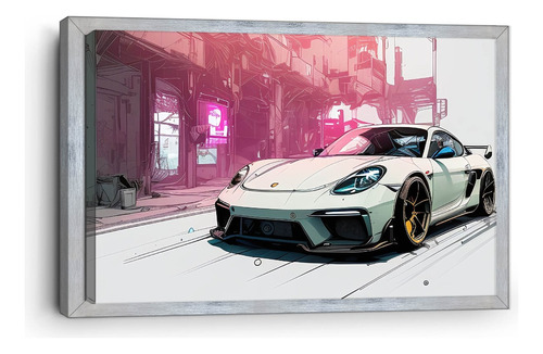 Cuadro Canvas Enmarcado Ingles Porsche 718 Cayman 90x140cm