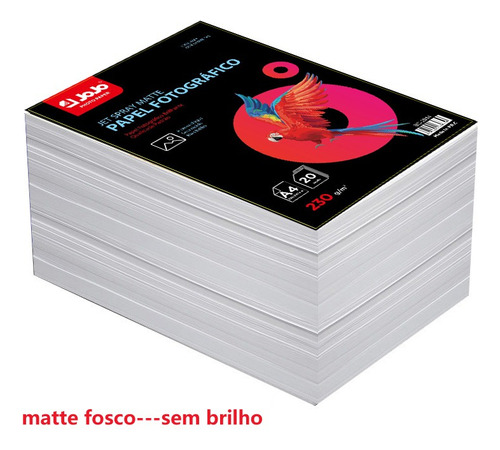 Papel fotográfico mate A3, 100 hojas, 230 g, resistente al agua, color Jojo, blanco