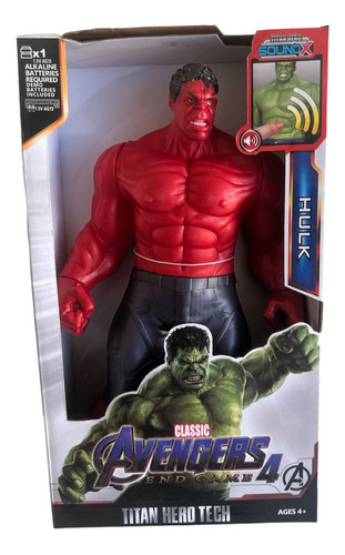 Muñeco Avenger Hulk Rojo 30cm Luz Y Sonido