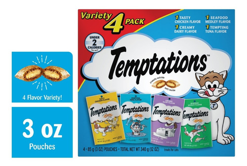 Temptations Snaks Para Gatos - 4 Sabores Diferentes