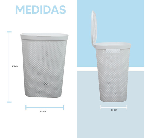 Set 4 Cestos Para Ropa 60l Blanco De Tapa Almacenamiento
