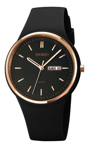 Reloj Mujer Gosasa Sk9068f Cuarzo Pulso Negro En Silicona