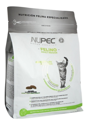 1.5kg Nupec Felino Indoor Alimento Gato Adulto Super Premium