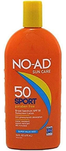 No-ad Sport Locion De Proteccion Solar, Spf 50 16 Oz