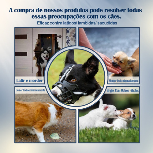 Kit 2 Protetor Bucal Ajustável Para Cães Protetor Bucal Para