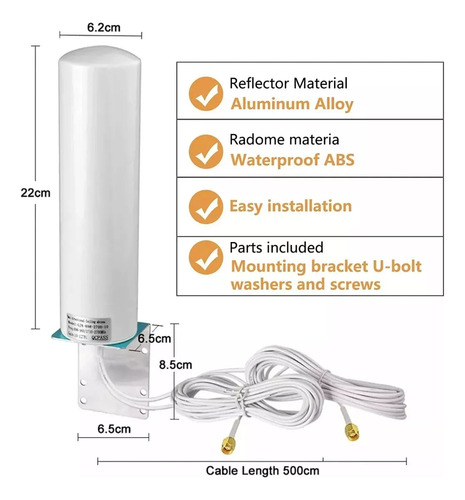 Antena Exterior 4g 3g Modem Para Huawei Zte Conector Sma