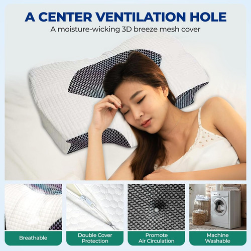 Almohada Ortopedica Cervical Cuello Soporte Memory Foam Gel