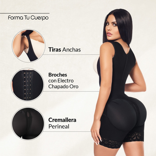 Faja Luxury Cintura-cadera Media Pierna Broche Lux-213 Negro 2xs-xl
