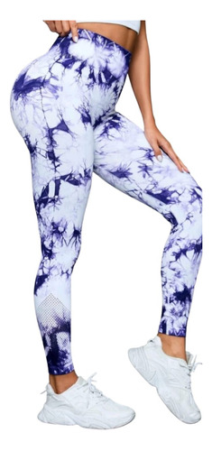 Lycra Leggins Tie Dye Push Up - Blanco Morado Ref. 1195