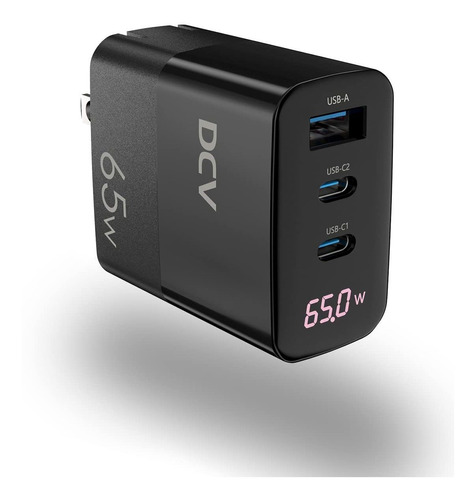 Dcv Cargador Usb C De 65 W, Gan Pd Qc 3.0, Pantalla Led De 3