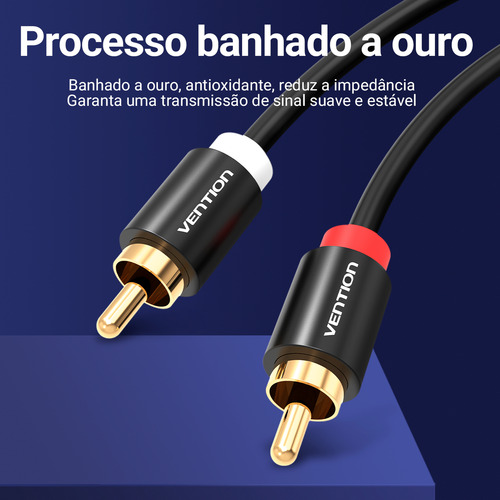 Cabo Audio 2 Rca Macho Blindado Dj Cobre Som 2m Vention