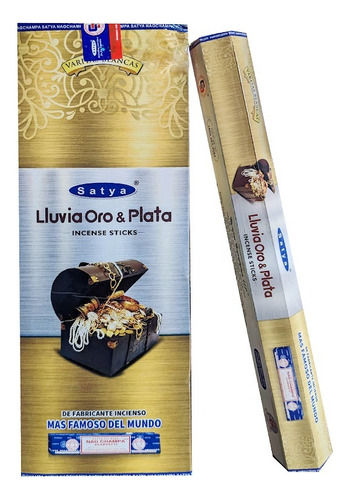 Incienso Lluvia De Oro Y Plata Hexagonal Premium Línea Satya