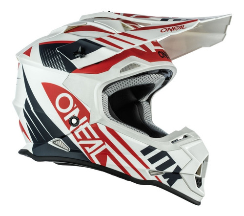 Casco Para Motocross Enduro Oneal 2srs Spyde Blanco/ Rojo