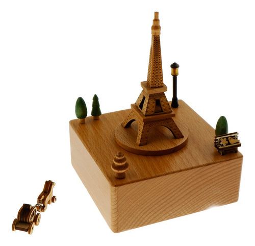 Imagen 1 de 10 de Bonita Caja Musical De Madera, Con Un Pequeño Carruaje Móvil