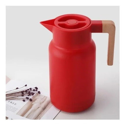 Imagen 1 de 9 de Termo Jarra Termica Eco Deco Mango Madera 1 Lt D+m Bazar