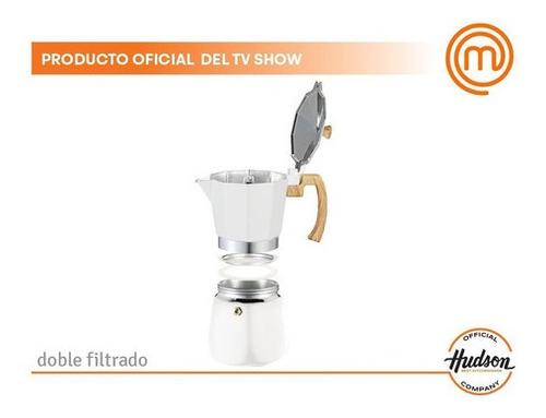 Cafetera Hudson Esmaltada Color Blanca Italiana Induccion 6 Tazas