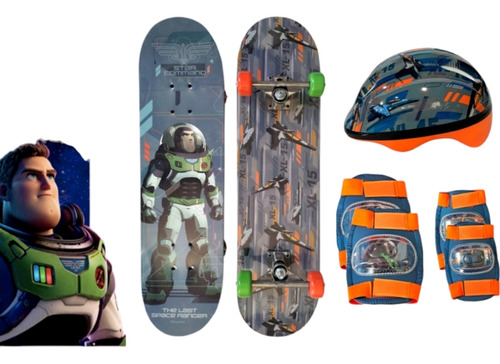 Lightyear- Set De Skate (skate + Casco + Protectores)