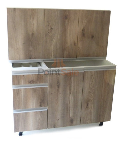 Muebles Cocina Alacena Bajo Mesada Texturada Manija J 1,4m