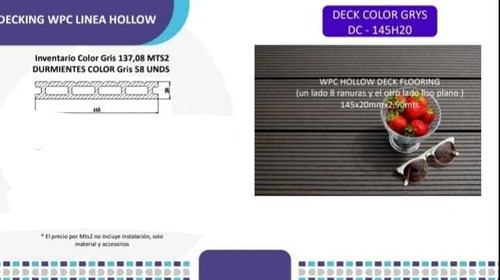  Dc Pisos Deck Wpc Gris  14.5x2.90x2  (09425)