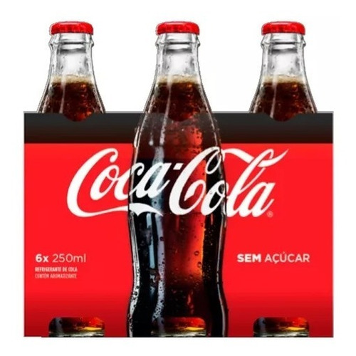 Pack Refrigerante Coca-cola Garrafa Zero 6 Unidades 250ml Vd