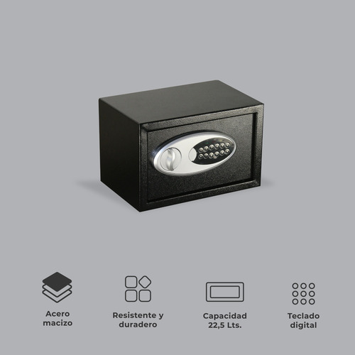 Imagen 3 de 10 de Caja Fuerte Halten Digital Rectangular Acero 8,0 Lts Negra