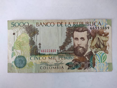 Billete 5.000 Pesos Año 2014 Estado Bueno