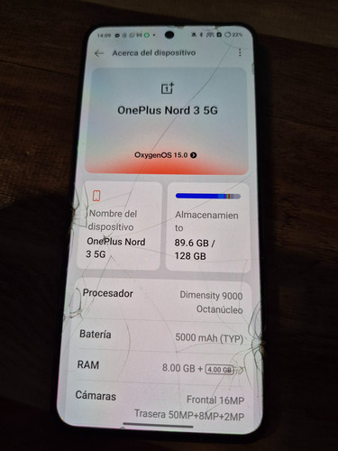 Oneplus Nord 3 5g Dual Sim 128 Gb Tempest Gray 8 Gb Ram (Usado)