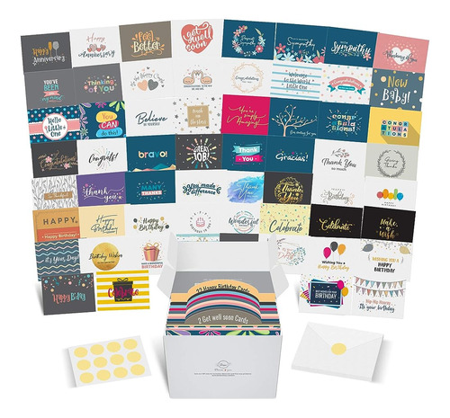 Dessie 60 Unique Large Greeting Cards Assortment With Envelo