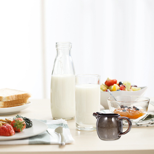 Jarra De Leche De Cerámica Con Pico Y Mango, Crema Cerámica
