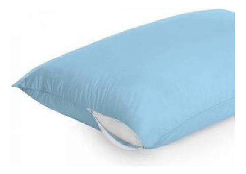 Capa Protetor Travesseiro Azul C/ Ziper Antiácaro 49x69cm Liso