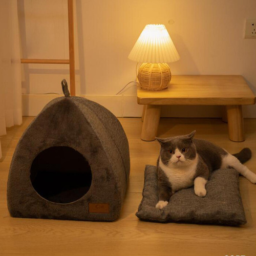 Cama Grande Para Gatos, Cesta Gruesa Y M Gris Oscuro M