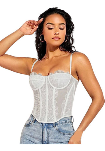 Corset Bustier Top Shein Importado Encaje Aesthetic Mujer