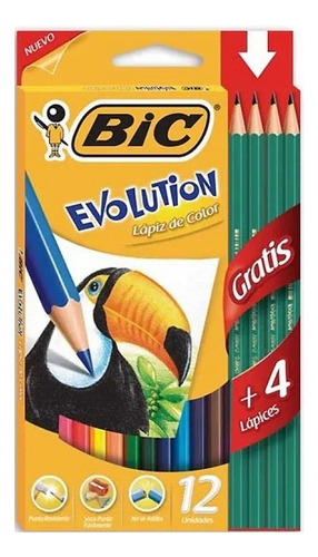 Lapices Bic Evolution X 12 Colores +4 Grafitos