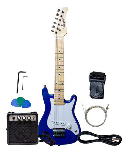 Imagen 1 de 3 de Pack Guitarra Electrica Niño Color Azul Scorpion
