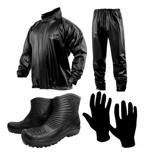 Traje Equipo Lluvia Delta Brasil + Botas A + Guantes P - Fas