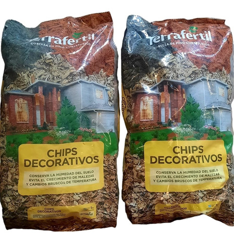 2 Chips Decorativos X 5 Lts Terrafertil Corteza De Pino