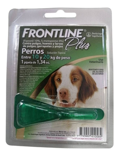 Frontline Plus Pipeta Perro 10 A 20 Kg Pulga Y Garrapata Tps
