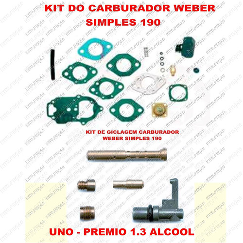 Kit Carburador Weber 190 Uno - Premio 89/...1.3 Alcool