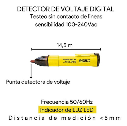 Detector De Voltaje Sin Contacto Buscapolo Inductivo Luz Led