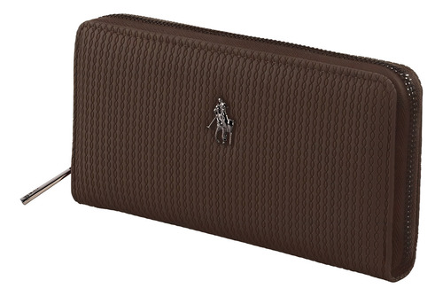 Cartera Hpc Polo Logo Metálico Color Plateado Diseño De La Tela Liso