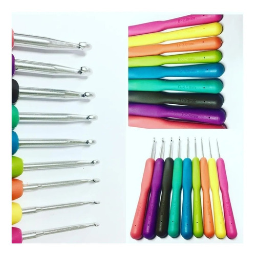 Imperdible ! Combo 9 Agujas De Crochet Con Mango Siliconado