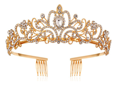 Corona De Diamantes De Imitación De Princesa, Tiara Plateada