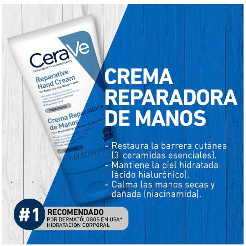 Imagen 4 de 6 de Crema De Manos Cerave Reparadora 48ml